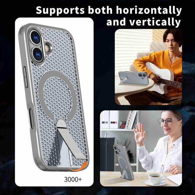 For iPhone 17 kalebol Honeycomb Cooling MagSafe Holder Phone Case(Titanium Grey) by Kalebol
