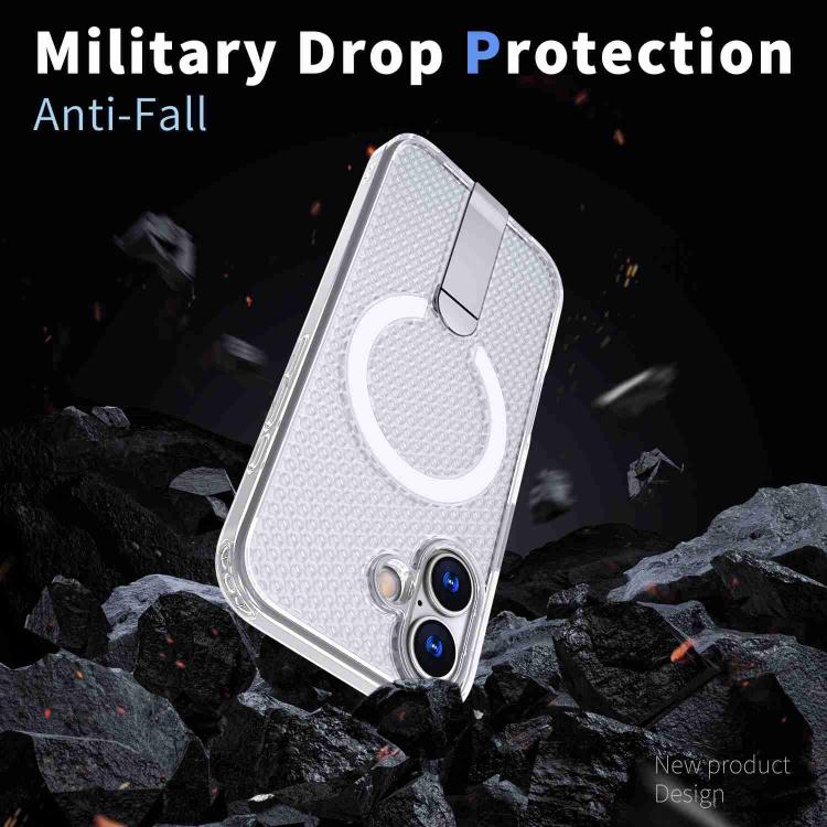 For iPhone 17 kalebol Honeycomb Cooling MagSafe Holder Phone Case(Frosted Transparent) by Kalebol