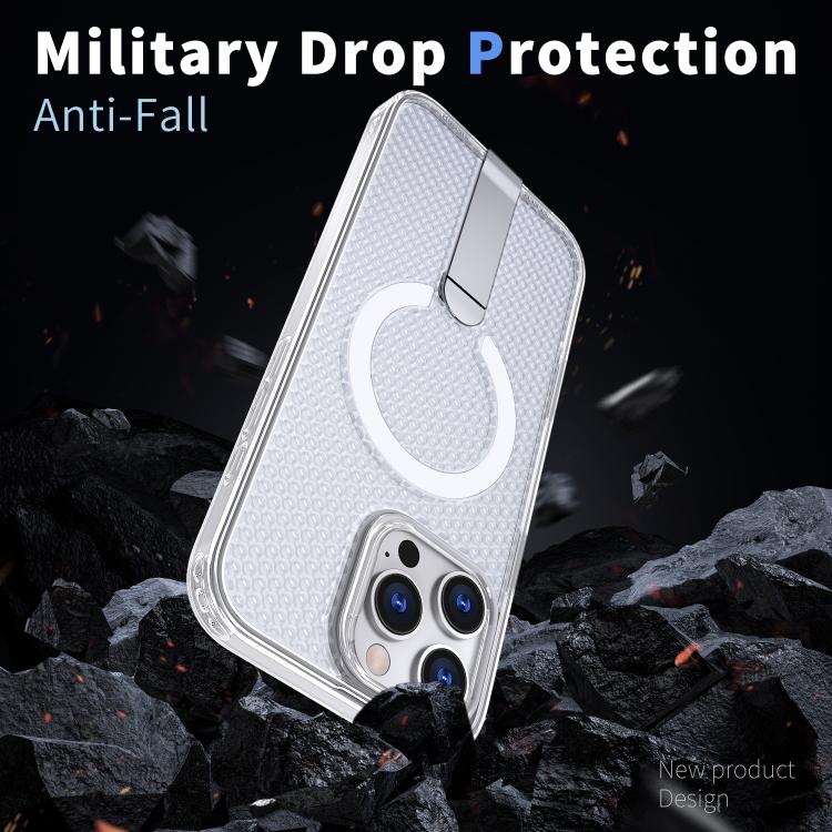 For iPhone 16 kalebol Honeycomb Cooling MagSafe Holder Phone Case(Frosted Transparent) by Kalebol