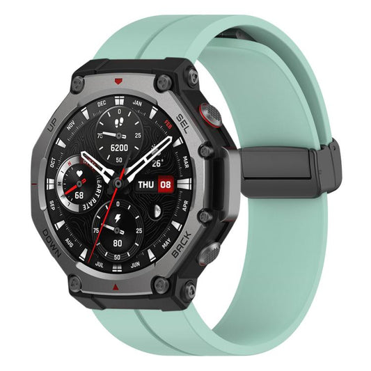 For Amazfit T-Rex 3 xDfind Flat Head Groove Folding Black Buckle Silicone Watch Band(Emerald Green) by xDfind