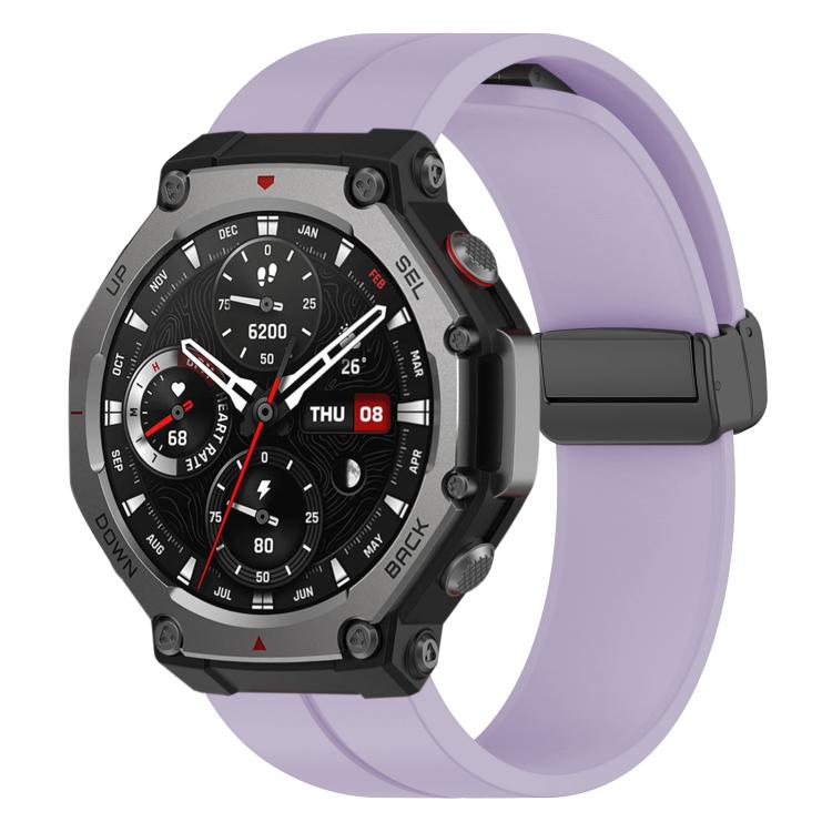 For Amazfit T-Rex 3 xDfind Flat Head Groove Folding Black Buckle Silicone Watch Band(Purple) by xDfind