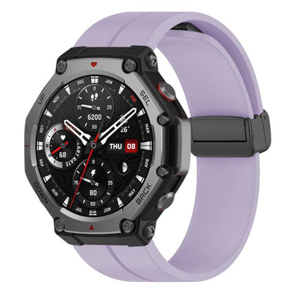 For Amazfit T-Rex 3 xDfind Flat Head Groove Folding Black Buckle Silicone Watch Band(Purple) by xDfind