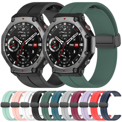 For Amazfit T-Rex 3 xDfind Flat Head Groove Folding Black Buckle Silicone Watch Band(Midnight Blue) by xDfind