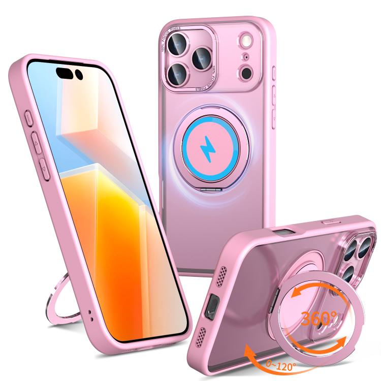 For iPhone 17 Pro Max Kalebol 360-degree Rotating MagSafe Magnetic Holder Phone Case(Pink) by Kalebol