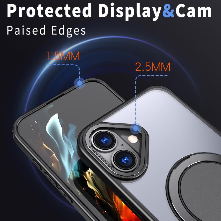 For iPhone 16 Plus Kalebol 360-degree Rotating MagSafe Magnetic Holder Phone Case(Black) by Kalebol