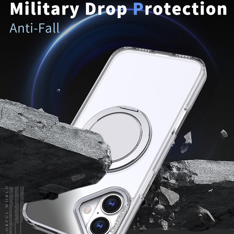 For iPhone 16 Plus Kalebol 360-degree Rotating MagSafe Magnetic Holder Phone Case(Transparent) by Kalebol