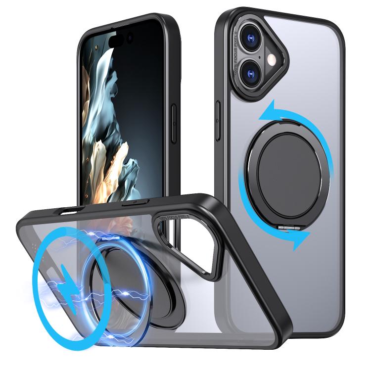 For iPhone 16 Kalebol 360-degree Rotating MagSafe Magnetic Holder Phone Case(Black) by Kalebol