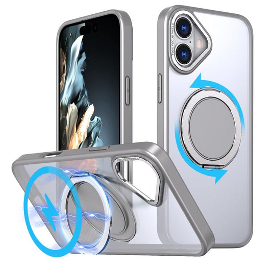For iPhone 16 Kalebol 360-degree Rotating MagSafe Magnetic Holder Phone Case(Titanium Grey) by Kalebol