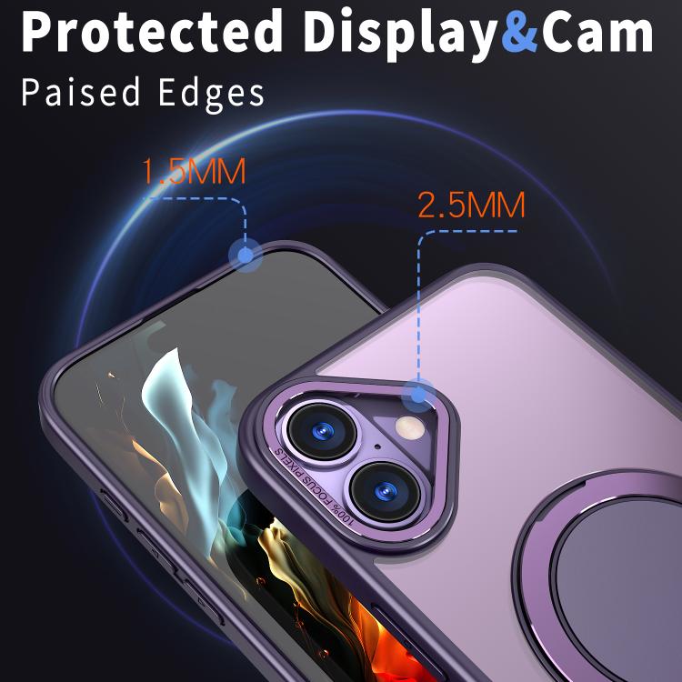 For iPhone 16 Kalebol 360-degree Rotating MagSafe Magnetic Holder Phone Case(Purple) by Kalebol