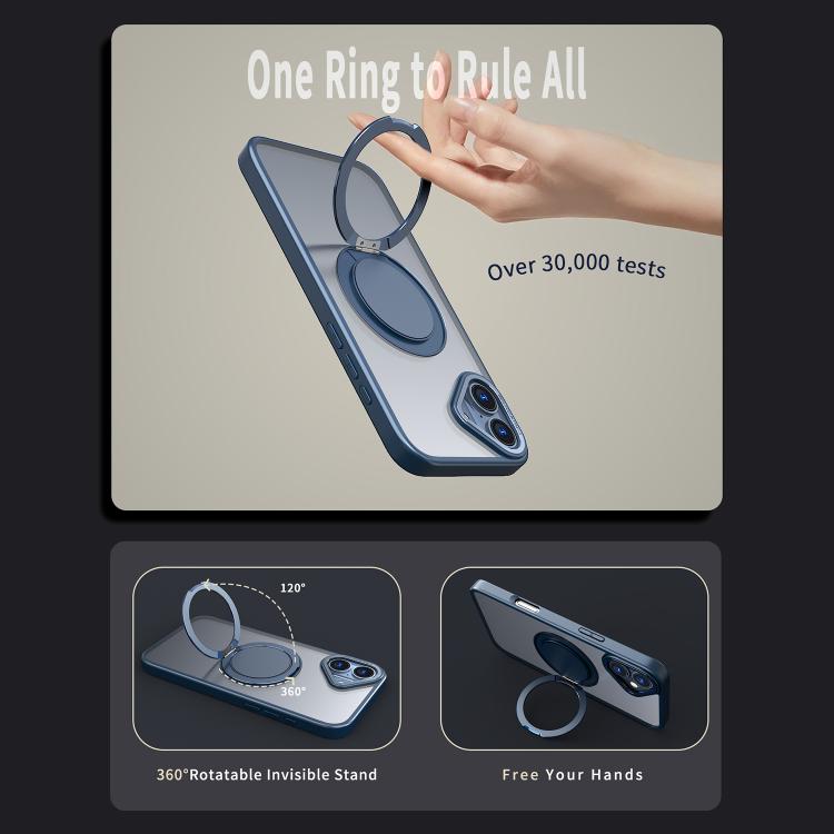 For iPhone 16 Kalebol 360-degree Rotating MagSafe Magnetic Holder Phone Case(Blue) by Kalebol