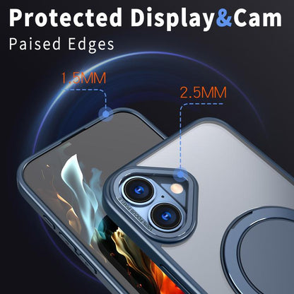 For iPhone 16 Kalebol 360-degree Rotating MagSafe Magnetic Holder Phone Case(Blue) by Kalebol