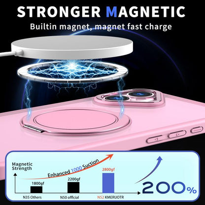For iPhone 16 Kalebol 360-degree Rotating MagSafe Magnetic Holder Phone Case(Pink) by Kalebol