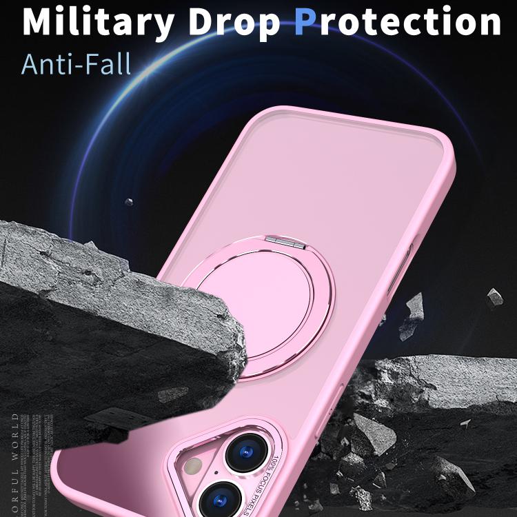 For iPhone 16 Kalebol 360-degree Rotating MagSafe Magnetic Holder Phone Case(Pink) by Kalebol