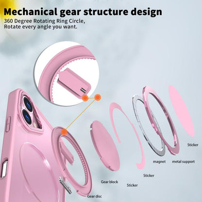 For iPhone 16 Kalebol 360-degree Rotating MagSafe Magnetic Holder Phone Case(Pink) by Kalebol