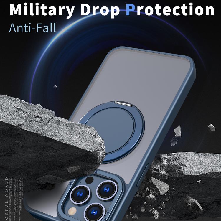 For iPhone 16 Pro Max Kalebol 360-degree Rotating MagSafe Magnetic Holder Phone Case(Blue) by Kalebol