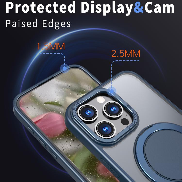 For iPhone 16 Pro Max Kalebol 360-degree Rotating MagSafe Magnetic Holder Phone Case(Blue) by Kalebol