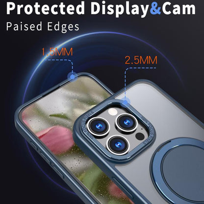 For iPhone 16 Pro Max Kalebol 360-degree Rotating MagSafe Magnetic Holder Phone Case(Blue) by Kalebol