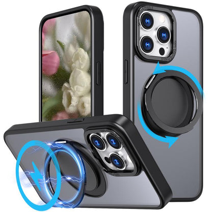 For iPhone 16 Pro Kalebol 360-degree Rotating MagSafe Magnetic Holder Phone Case(Black) by Kalebol