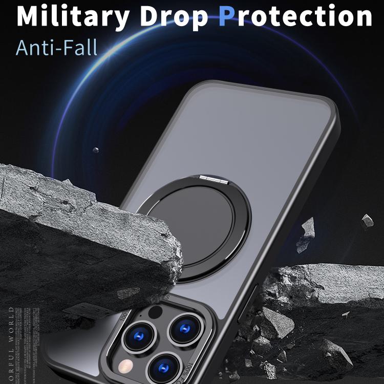 For iPhone 16 Pro Kalebol 360-degree Rotating MagSafe Magnetic Holder Phone Case(Black) by Kalebol