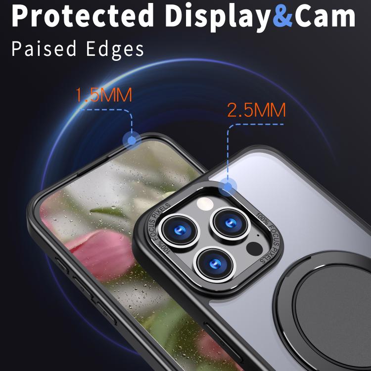 For iPhone 16 Pro Kalebol 360-degree Rotating MagSafe Magnetic Holder Phone Case(Black) by Kalebol