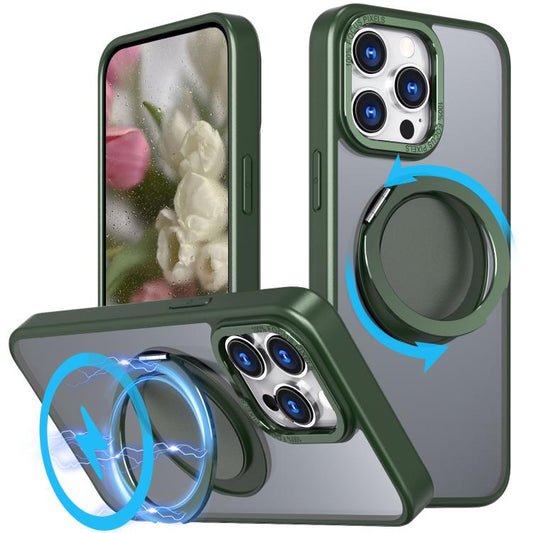 For iPhone 16 Pro Kalebol 360-degree Rotating MagSafe Magnetic Holder Phone Case(Green) by Kalebol