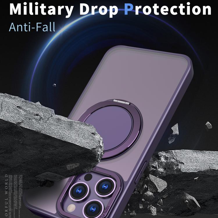 For iPhone 16 Pro Kalebol 360-degree Rotating MagSafe Magnetic Holder Phone Case(Purple) by Kalebol