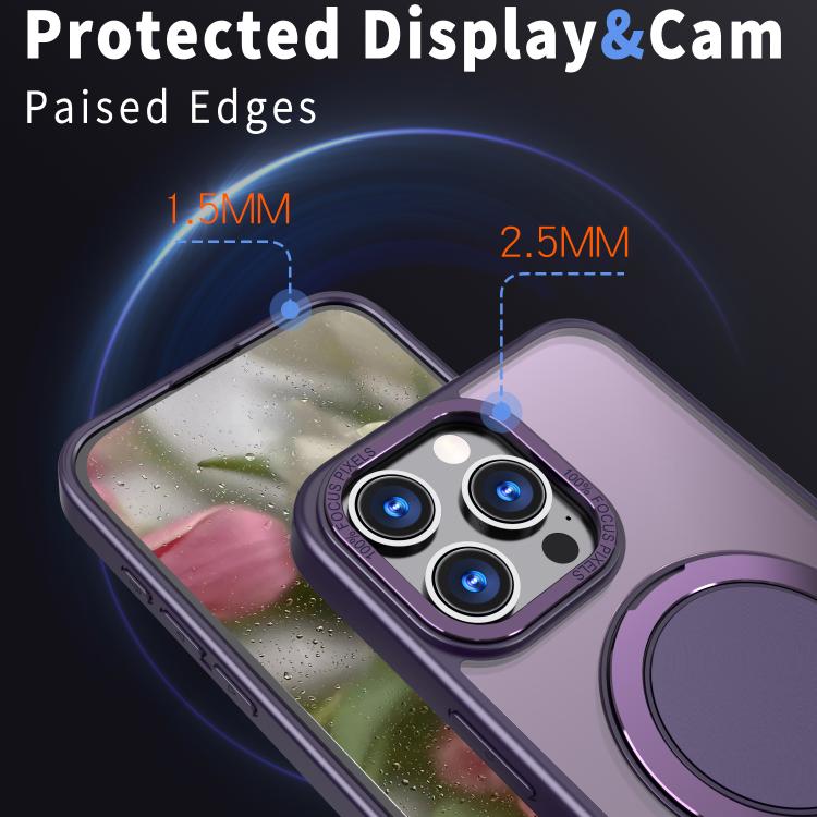 For iPhone 16 Pro Kalebol 360-degree Rotating MagSafe Magnetic Holder Phone Case(Purple) by Kalebol