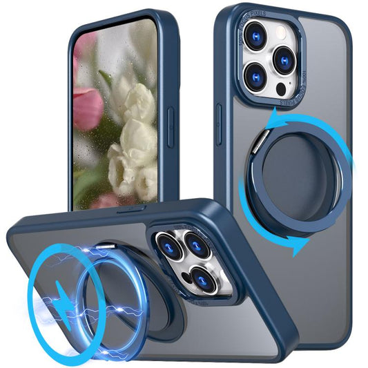 For iPhone 16 Pro Kalebol 360-degree Rotating MagSafe Magnetic Holder Phone Case(Blue) by Kalebol