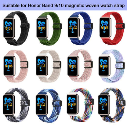 For Honor Band 10 / 9 xDfind Magnetic Buckle Nylon Braid Watch Band(Blue) by xDfind