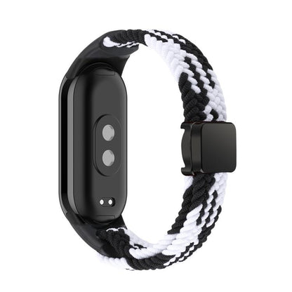 For Xiaomi Smart Band 10 / 9 / 8 xDfind Nylon Braided Loop Magnetic Buckle Watch Band(Black White) by xDfind