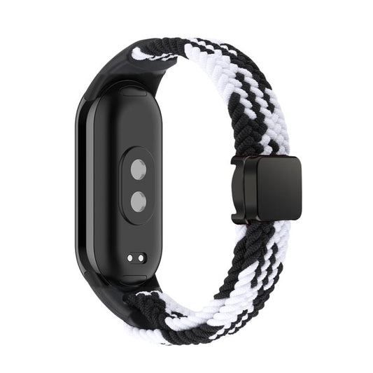 For Xiaomi Smart Band 10 / 9 / 8 xDfind Nylon Braided Loop Magnetic Buckle Watch Band(Black White) by xDfind