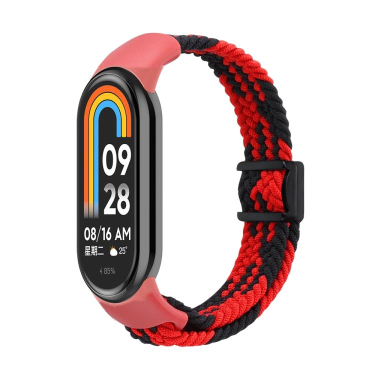 For Xiaomi Smart Band 10 / 9 / 8 xDfind Nylon Braided Loop Magnetic Buckle Watch Band(Red Black) by xDfind