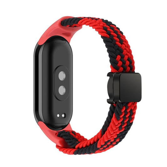 For Xiaomi Smart Band 10 / 9 / 8 xDfind Nylon Braided Loop Magnetic Buckle Watch Band(Red Black) by xDfind