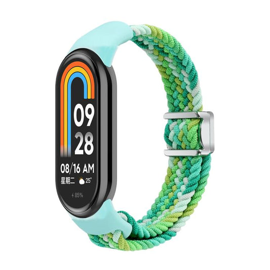 For Xiaomi Smart Band 10 / 9 / 8 xDfind Nylon Braided Loop Magnetic Buckle Watch Band(Colorful Green) by xDfind