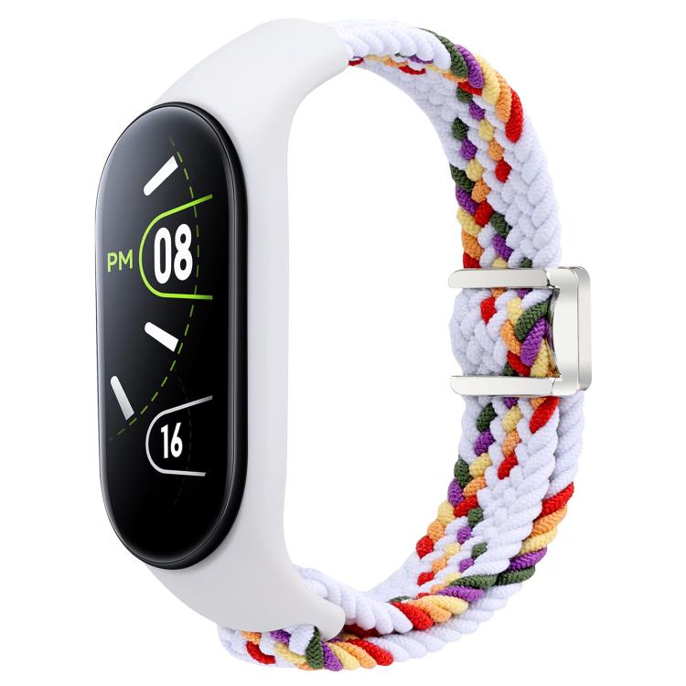For Xiaomi Mi Band 7 / 6 / 5 / 4 / 3 xDfind Watch Cover Integrated Braided Loop Magnetic Buckle Watch Band(White Rainbow) by xDfind