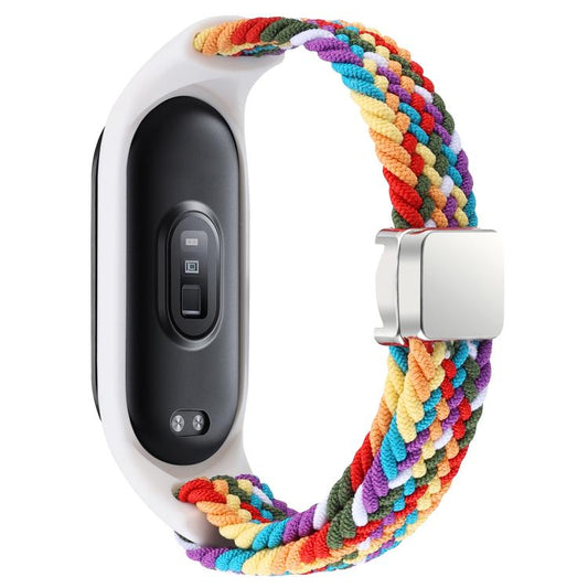 For Xiaomi Mi Band 7 / 6 / 5 / 4 / 3 xDfind Watch Cover Integrated Braided Loop Magnetic Buckle Watch Band(Rainbow) by xDfind