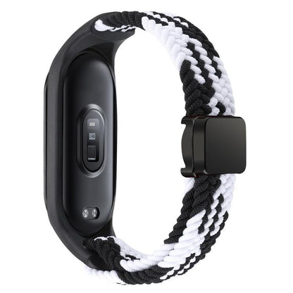 For Xiaomi Mi Band 7 / 6 / 5 / 4 / 3 xDfind Watch Cover Integrated Braided Loop Magnetic Buckle Watch Band(Black White) by xDfind