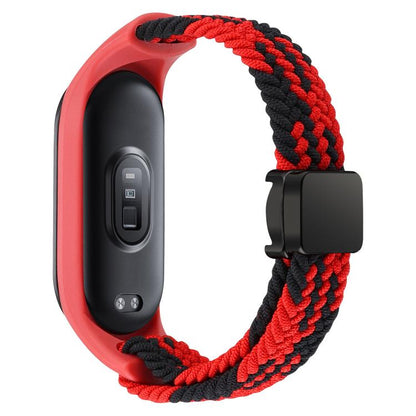 For Xiaomi Mi Band 7 / 6 / 5 / 4 / 3 xDfind Watch Cover Integrated Braided Loop Magnetic Buckle Watch Band(Red Black) by xDfind