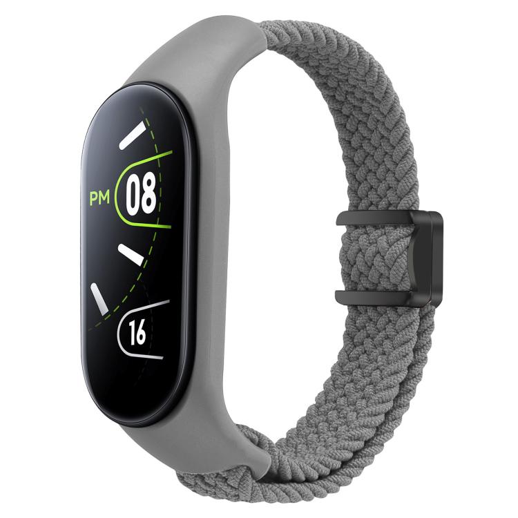 For Xiaomi Mi Band 7 / 6 / 5 / 4 / 3 xDfind Watch Cover Integrated Braided Loop Magnetic Buckle Watch Band(Grey) by xDfind