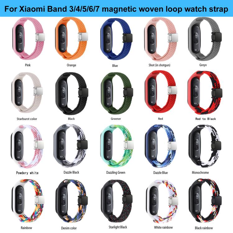 For Xiaomi Mi Band 7 / 6 / 5 / 4 / 3 xDfind Watch Cover Integrated Braided Loop Magnetic Buckle Watch Band(Red) by xDfind