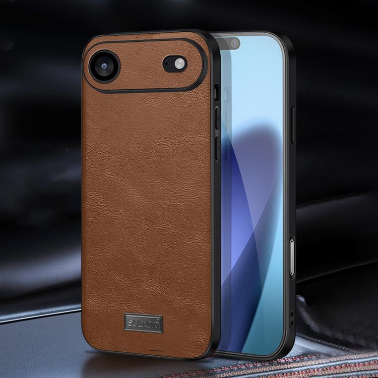 For iPhone Air SULADA Shockproof TPU Hybrid Handmade Leather Phone Case(Brown) by SULADA