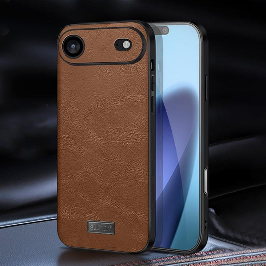 For iPhone Air SULADA Shockproof TPU Hybrid Handmade Leather Phone Case(Brown) by SULADA