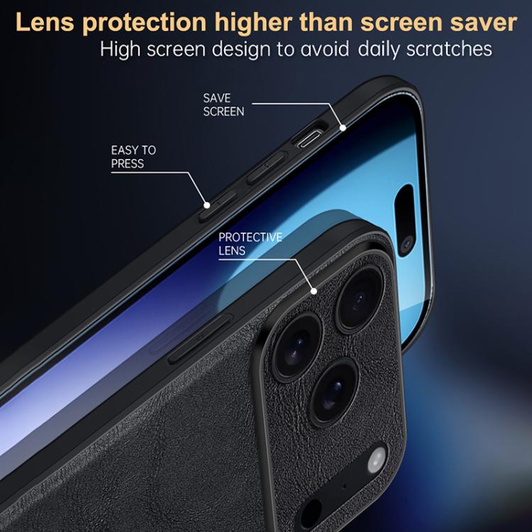 For iPhone 17 Pro Max SULADA Shockproof TPU Hybrid Handmade Leather Phone Case(Black) by SULADA