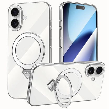 For iPhone 17 SULADA Electroplated Transparent MagSafe Holder Phone Case(Silver) by SULADA