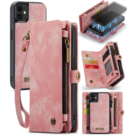 For iPhone 12 mini CaseMe-008 Detachable Multifunctional Wallet Leather Phone Case (Pink) by CaseMe