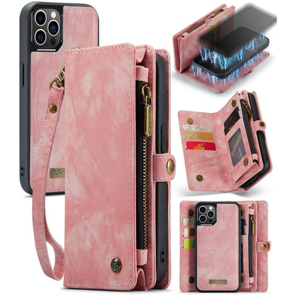 For iPhone 12 Pro Max CaseMe-008 Detachable Multifunctional Wallet Leather Phone Case (Pink) by CaseMe