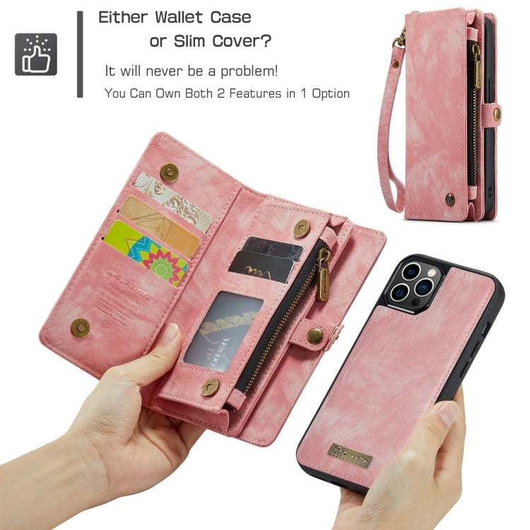 For iPhone 12 Pro Max CaseMe-008 Detachable Multifunctional Wallet Leather Phone Case (Pink) by CaseMe