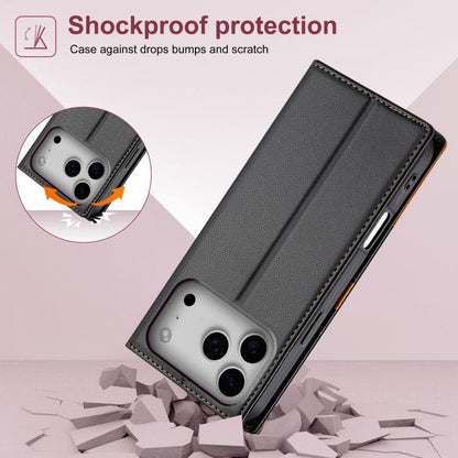 For iPhone 17 Pro Max N.BEKUS P3 RFID Stitching Magnetic Flip Leather Phone Case(Black) by N.BEKUS