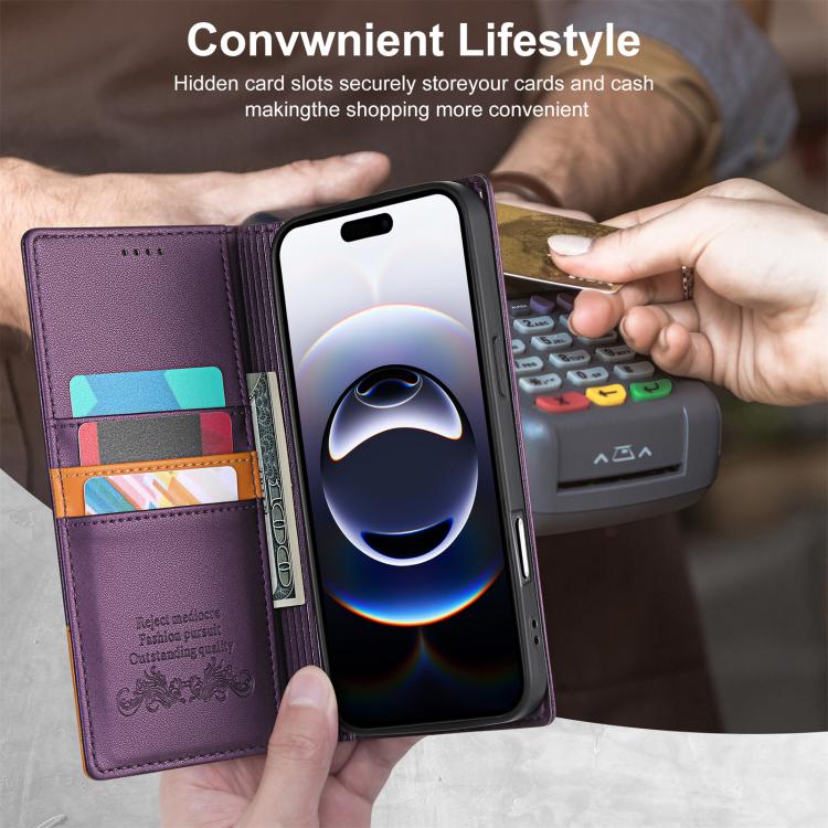 For iPhone 17 Pro Max N.BEKUS P3 RFID Stitching Magnetic Flip Leather Phone Case(Purple) by N.BEKUS