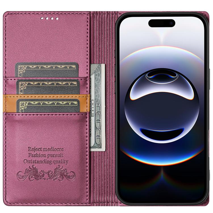 For iPhone 17 Pro Max N.BEKUS P3 RFID Stitching Magnetic Flip Leather Phone Case(Wine Red) by N.BEKUS
